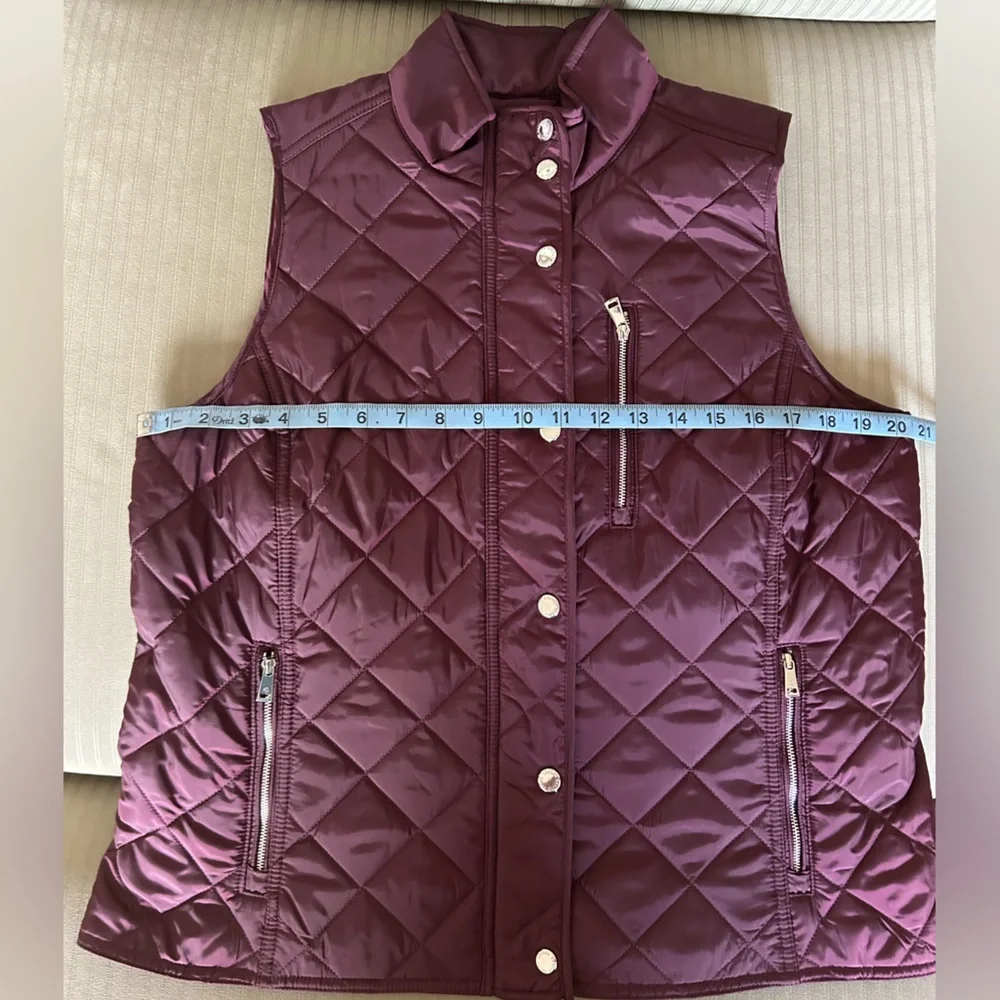 Women’s Ralph Lauren Women’s Wine Color Quilted Vest, Sz. PL (*PETITE LRG*) NWOT - Picture 4 of 6